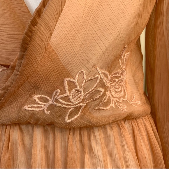 TJD Embroidered Floral Semi Sheer Bell Sleeve Dress - Picture 8 of 14